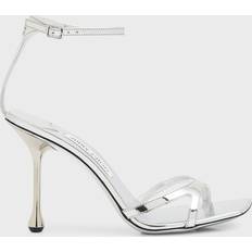 Jimmy Choo Laced Heeled Sandals Jimmy Choo Ixia Metallic Ankle-Strap Sandals SILVER 11B