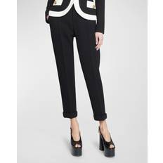 Balmain Vrouw Broeken & Shorts Balmain Cuffed Wool Crepe Trousers - Scheerwol