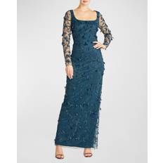 Evening Gowns - Polyamide Dresses Hera Beaded Embroidered Column Gown Moroccan Blue