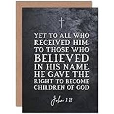 Cheap Cards & Invitations ARTERY8 John 1:12 Belief The Right To Become Children Of God Christian Bible Verse Quote Scripture Typography Sealed Greeting Card Plus Envelope Blank inside