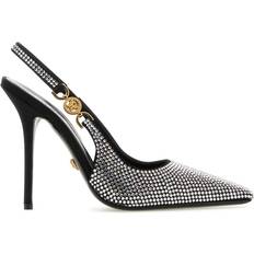 Silver - Viscose Heels & Pumps Versace Embellished Satin Medusa Pumps Silver