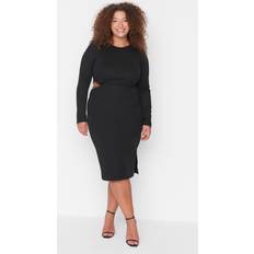 Kleider Trendyol Collection Frauen Übergröße Midi Körperkegel Figurbetont Gestrickt Plus-Size-Kleid