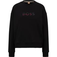 HUGO BOSS Women Sweaters HUGO BOSS Relaxed Fit Cotton Blend Sweatshirt - Black