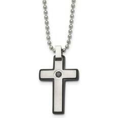 Chokers - Men Necklaces The Black Bow Men Stainless Steel Black Plated & Black CZ Cross Necklace