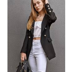 Women Blazers Belle & Bloom Princess Polina Textured Weave Blazer Black