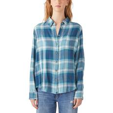 Turquoise - Women Shirts Lucky Brand Women's Cloud Plaid Boyfriend Shirt