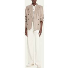 Silk Blazers Brunello Cucinelli Double-breasted leather blazer pink