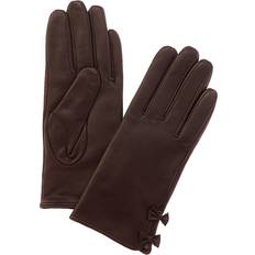 Brown Gloves Phenix Bow Cashmere-Lined Leather Gloves