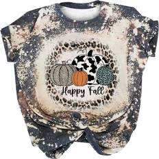 Jumpsuits & Overalls Happy Fall Yall Graphic Shirts for Women Thanksgiving Pumpkin Short Sleeve Tee Shirts Tops Funny Halloween T Shirt Top Orange