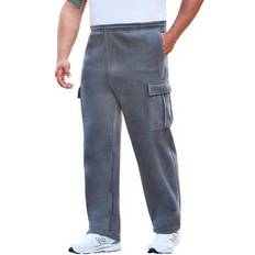 6XL - Men Pants KingSize Men's Big & Tall Explorer Plush Fleece Cargo Pants in Steel 9XL