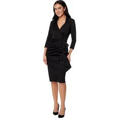 Elastane/Lycra/Spandex Dresses Xscape Women's Ruffled Ruched Midi Dress Black Black