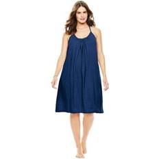 Nightgowns Dreams & Co Plus Women's Breezy Eyelet Short Nightgown by Dreams & Co. in Evening Blue Size 18/20