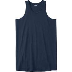 6XL - Men Tank Tops KingSize Shrink Less Lightweight Longer Length Tank - Navy