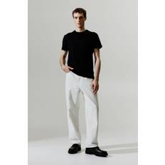Ribbad T-shirts H&M Herr Svart T-shirt Slim Fit