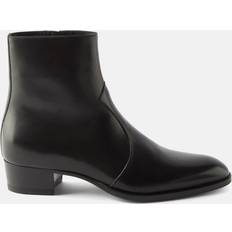 Saint Laurent Wyatt Leather Boots Mens Black