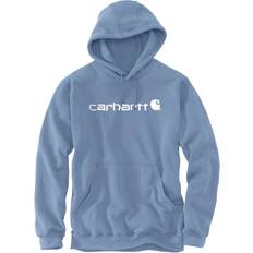 Clothing Carhartt Men's Mens Stretchable Signature Logo Hooded Sweatshirt Top Skystone skystone