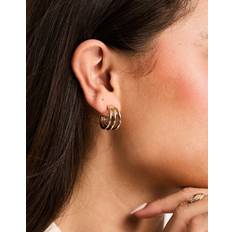 Accessorize triple hoop earrings in gold