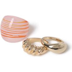 Vidrio Anillos Liars & Lovers Pack Striped Glass & Metal Rings, 17mm