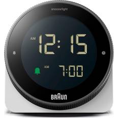 Digital Alarm Clock With Rotating Bezel For Quick Time Setting White