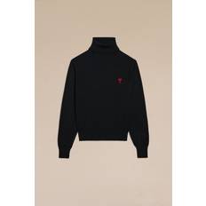 Femme - Laine Pulls AMI Heart Logo Wool Turtleneck Black - Men