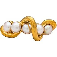 Missoma Metal Rings Missoma Molten Pearl Twisted Stacking Ring in Metallic Gold. 7.5