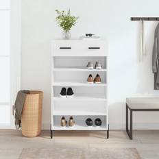 vidaXL white Cabinet Cupboard Engineered Wood - White/Grey Shoe Rack