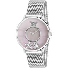 Pink Mother Of Pearl Stainless Steel Mesh Quartz Watch