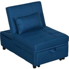 Casters Sofas Homcom 4-in-1 Multi-Functional Blue Sofa 65.5cm 1 Seater