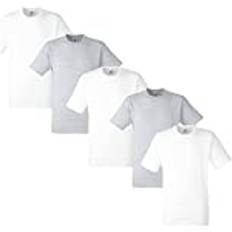 T-shirt för män, 5-pack, tung bomull, M, L, XL, XXL, 3XL, olika färguppsättningar, vit/2 grå