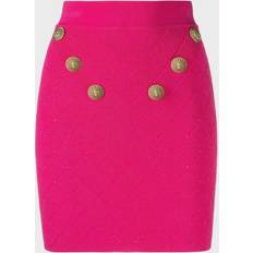 Balmain Kjolar Balmain Embellished knit miniskirt pink