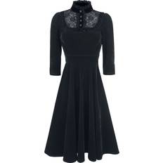 Samt Kleider H&R London Nightshade Velvet Dress Mittellanges Kleid schwarz S, XL, 3XL, 4XL, 5XL