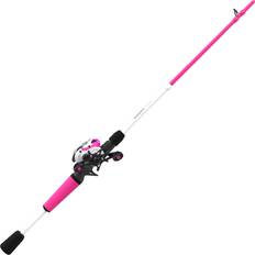 Fishing Rods Zebco Roam Baitcast Reel and Fishing Rod Combo, 6-Foot 6-Inch 2-Piece Fiberglass Fishing Pole with Split-Grip MaxTac Rod Handle, Lightweight Graphite Frame, Right-Hand Retrieve, Pink