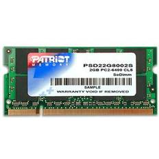 Patriot RAM Memory Patriot PSD22G8002S Memory DDR2 2GB CL5 PC2-6400 800MHz SODIMM-2 GB-DDR2-8