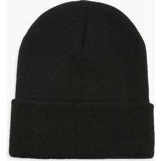 Beanies boohoo Basic Knitted Beanie Black One