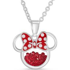 Disney Necklaces Disney Minnie Mouse Womens Silver Plated Birthstone Shaker Necklace 2'' July ruby red July ruby red