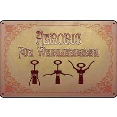 Blechschild 30x20 cm Wein Aerobics