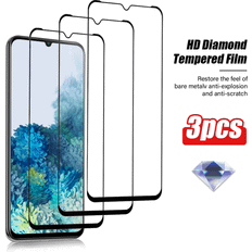 Shein 3pcs Black Edge Hd Tempered Glass Protector For Samsung Galaxy S21/S23/S24 Series, Fingerprint Unlockable, Scratch-Resistant & Hd