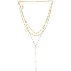 Ettika Forever Pearl 18k Gold Plated Multi-chain Choker in Metallic Gold