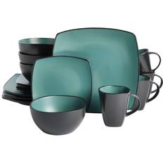 Gibson Soho Lounge Square Reactive Glaze Stoneware Dinnerware of 4 Dinner Set 16pcs