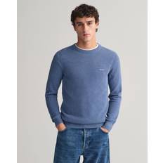 Denim - Man Tops Gant Pique Cotton Crew Neck Sweater - Blue