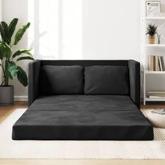 VidaXL Soffor vidaXL Golvbäddsoffa 2-i-1 Svart 122 x 204 x 55 cm Sammet Soffa