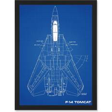 ARTERY8 Grumman F-14 Tomcat Fighter Plane Blueprint Plan Framed Art