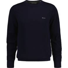 Gant Sweatshirts Jumpers Gant Cotton Piqué Crew Neck Sweater - Evening Blue