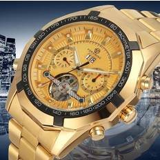 Forsining Fashionable Leisure Large Tourbillon Automatic Mechanical Black/Gold/Multicolour