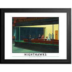 Black Framed Art Wee Blue Coo Hopper Nighthawks Realist Painting Premium Black Print Framed Art