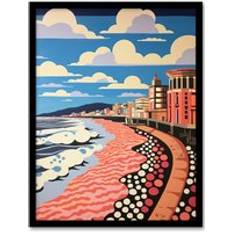 Orange Wall Decor Wee Blue Coo Promenade Perfection Beach Front Graphic Pink City Coastal Wall Decor