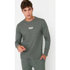 Grün - Herren Morgenmäntel & Bademäntel Trendyol Collection Trendyol Collection Pyjama Set Khaki Slogan für Herren