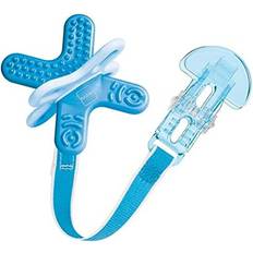 Mam Teething Toys Mam Bite and Relax Teether 4 months with Clip, Teething Toy Promotes Dental Hygiene and Cleanliness, Baby Teether Soothes Painful Gums, Blue