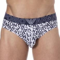 Emporio Armani Herr All Over Bold Logo Briefs, Vit/Eclipse Ea