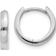 Gray - White Gold Earrings 14K White Gold Round Hinged Hoop Earrings 9 X 2 Made In India tm617